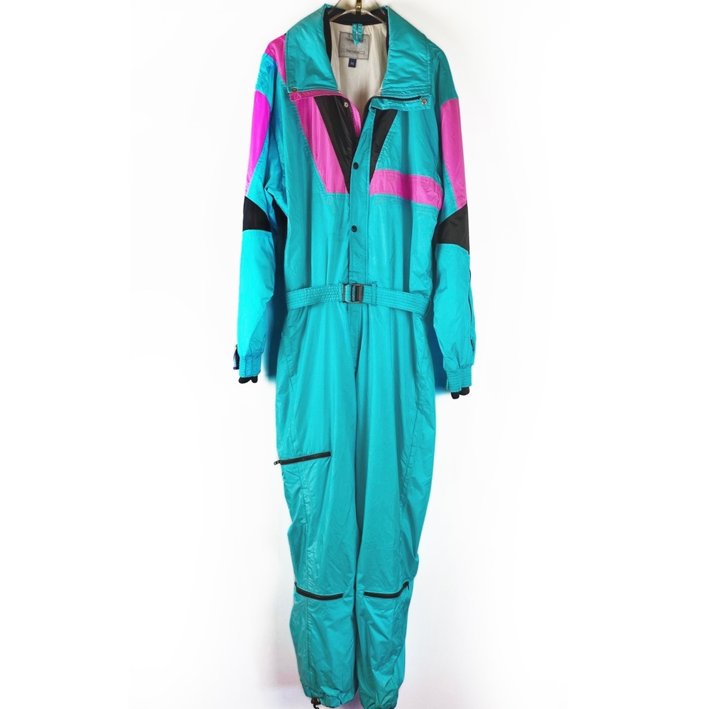 Vtg SOS Rare One piece Colorblock ski snow suit 80s/90s Unisex size 16